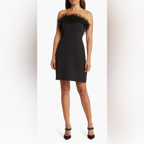 NWT Sam Edelman Dress Strapless Feather Top Sheath